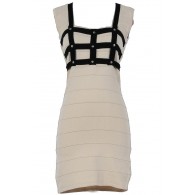 Come To My Window Black and Beige Bodycon Dress